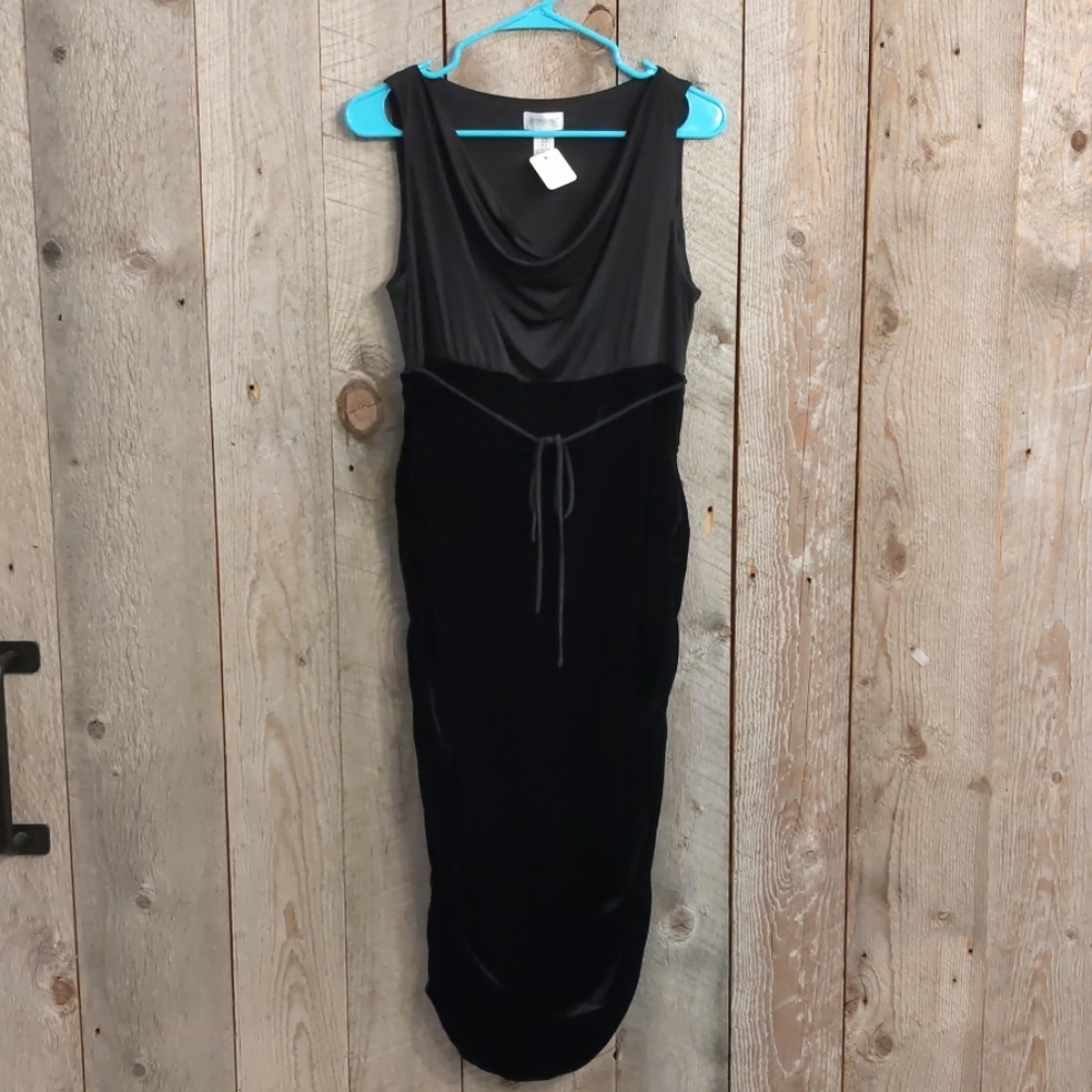 Motherhood velvet drape neck bodycon midi M
